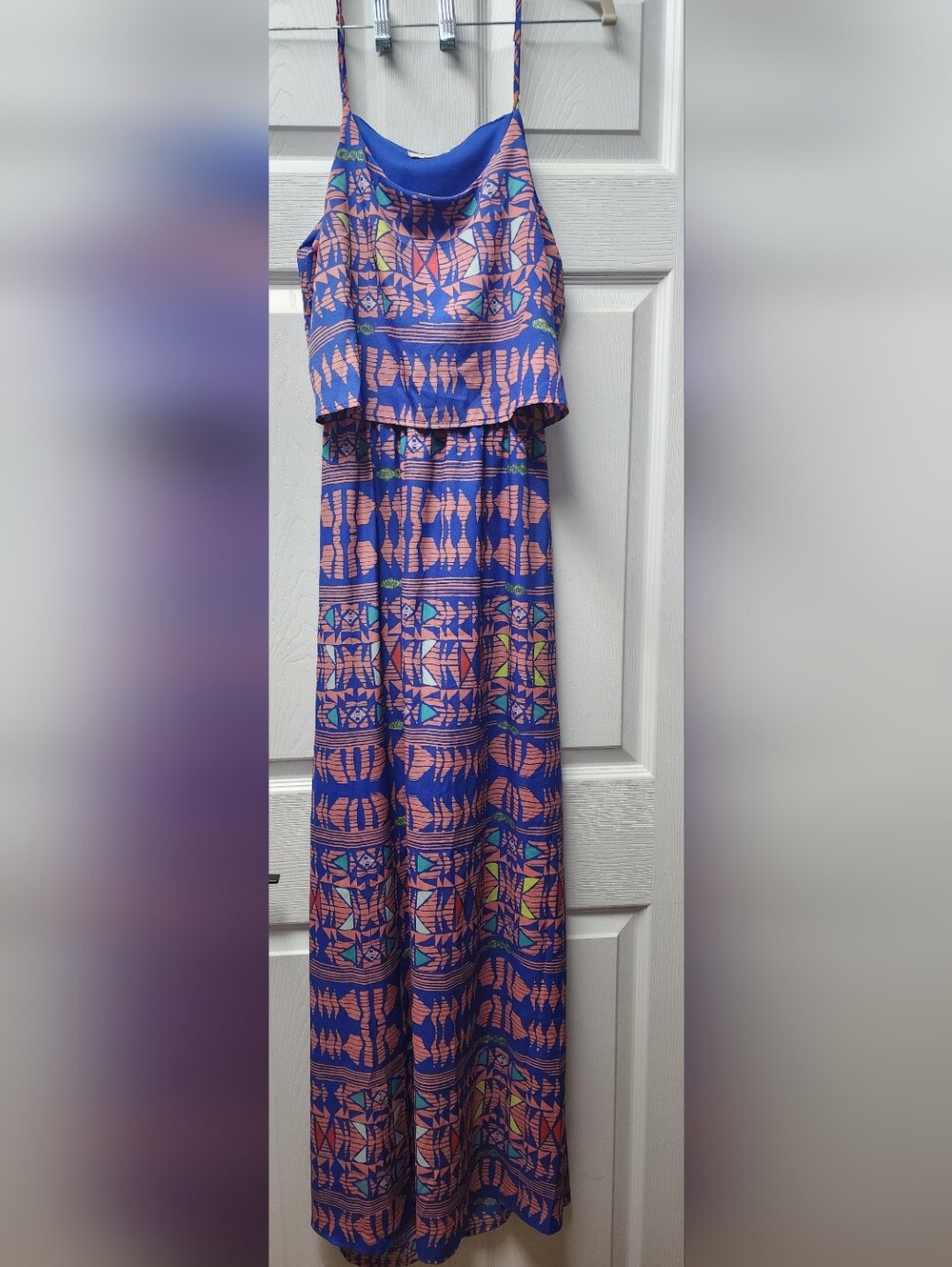 Vestique Womens Maxi Dress Sleeveless Flowy Geo‎ Nautical Beachy Boho Medium
